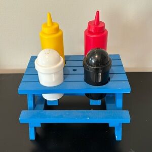 Decorative salt/pepper and ketchup/mustard picnic table